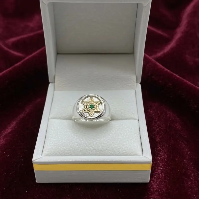 Anillo Estrella de David Verde